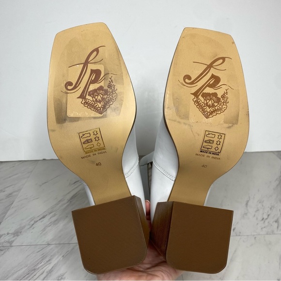 Free People Brady Square Toe White Leather Buckle Shootie Bootie 40 - Picture 14 of 15